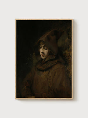 Rembrandt Titus Monk Portrait Painting poster in oak frame