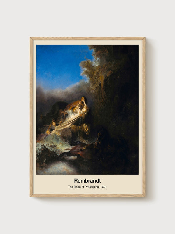 Rembrandt The Rape of Proserpine Poster poster in oak frame