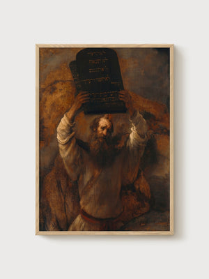 Rembrandt Moses with the Ten Commandments Painting poster in oak frame