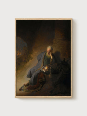 Rembrandt Jeremiah Lamenting Poster poster in oak frame