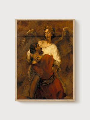 Rembrandt Jacob Wrestling with the Angel Poster poster in oak frame