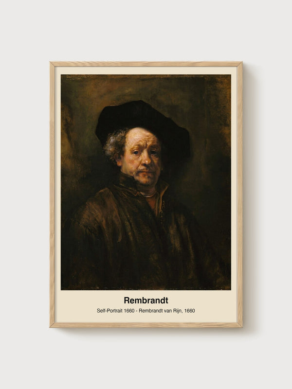 Rembrandt Self-Portrait 1660 Print poster in oak frame