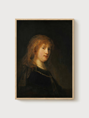 Rembrandt Saskia van Uylenburgh Portrait Painting poster in oak frame