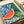 Nostalgic boho wall art showcasing a hand-painted style watermelon still life with complementary blooms and foliage in a palette of deep cobalt, cream, coral, and sage tones, featuring retro tile-inspired design elements.