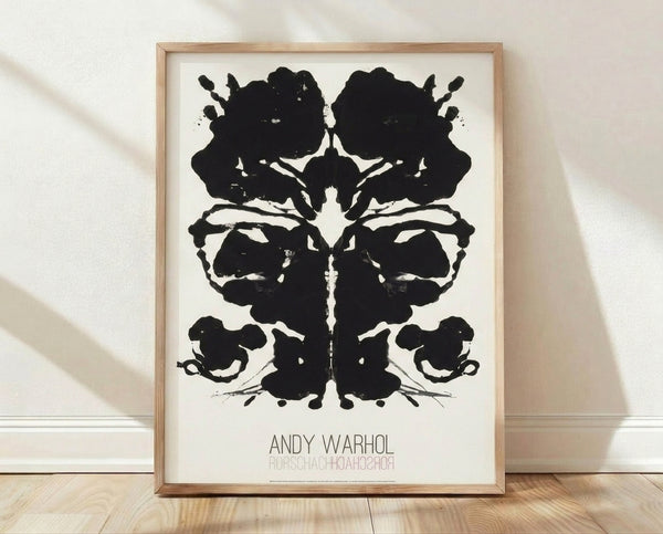 Symmetrical ink blot in bold pop art style with vibrant colors, evoking psychological intrigue and modern abstract design.