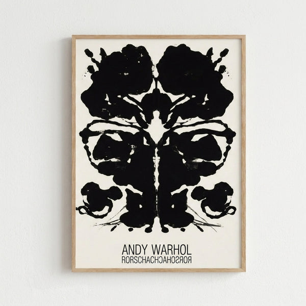 Pop art poster featuring a mirrored ink blot composition in bright, contrasting hues against a clean background.