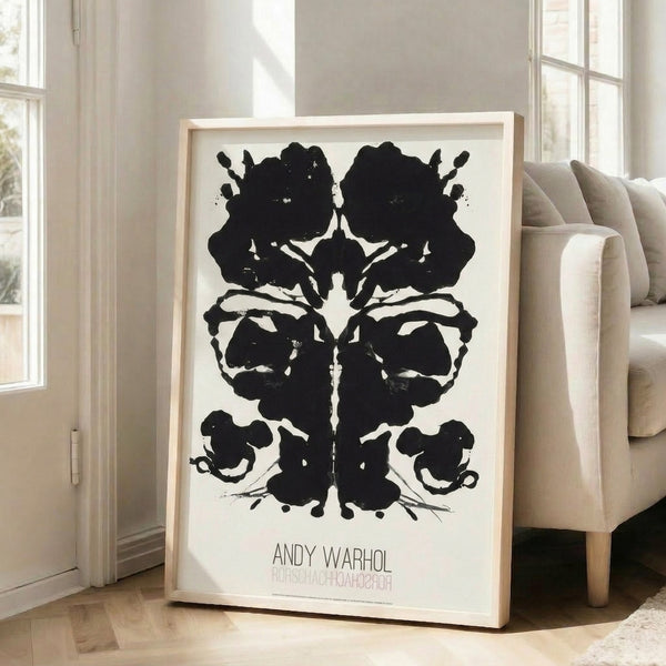 Bold ink blot artwork in vivid pop art palette, creating an intriguing, meditative focal point for modern interiors.