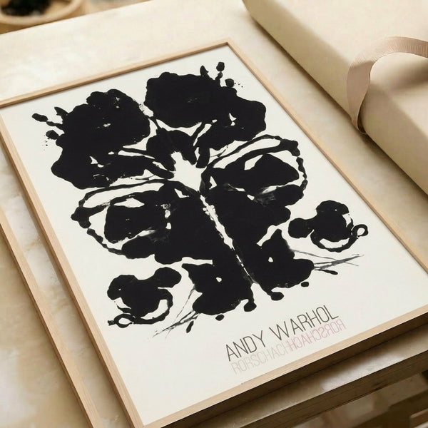 Framed pop art print showcasing a perfectly balanced ink blot design in saturated, eye-catching hues and clean lines.