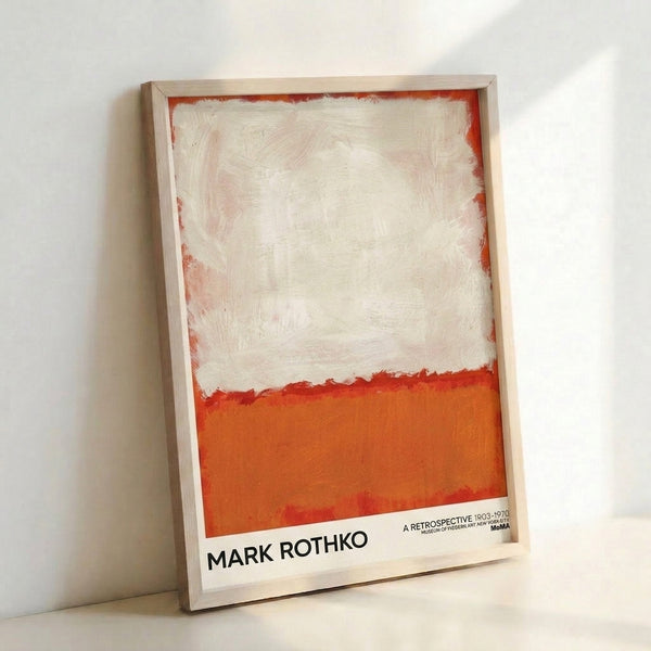 Cream, burnt orange, and rust-toned abstract composition with horizontal color blocking, a minimalist poster conveying quiet introspection.