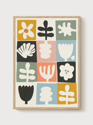 Flower Poster poster in oak frame