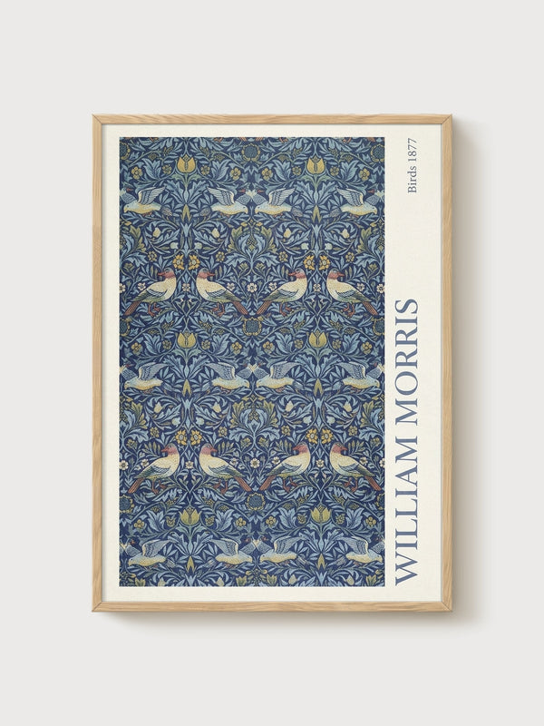 William Morris Birds 1877 Print poster in oak frame