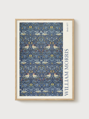 William Morris Birds 1877 Print poster in oak frame