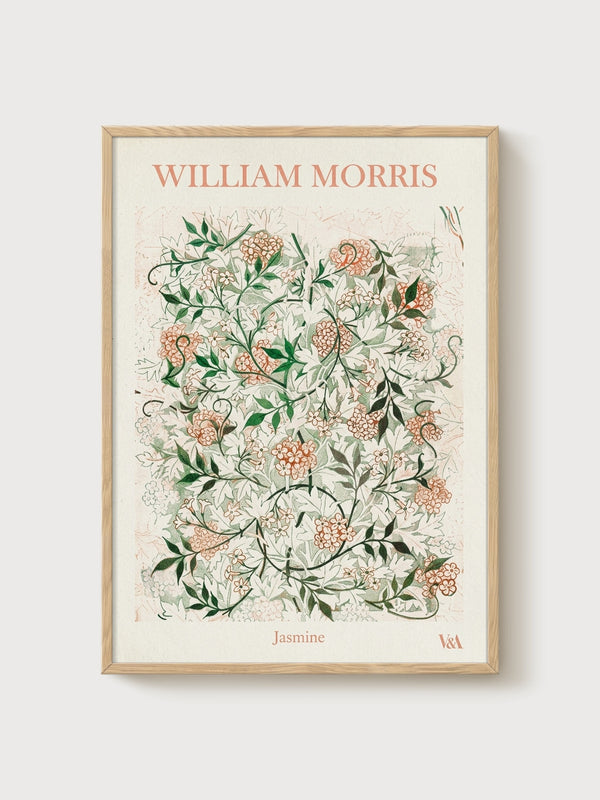 William Morris Jasmine Print poster in oak frame
