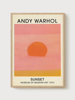 Andy Warhol Sunset Print poster in oak frame