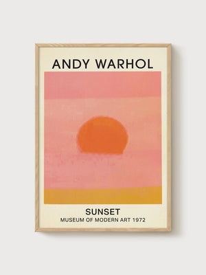 Andy Warhol Sunset Print poster in oak frame