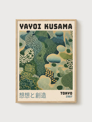 Yayoi Kusama Tokyo Poster poster in oak frame
