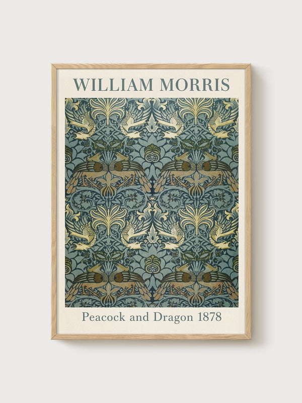 William Morris Print poster in oak frame