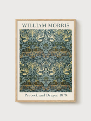 William Morris Print poster in oak frame