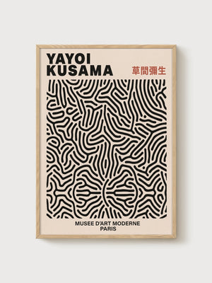 Yayoi Kusama Print poster in oak frame