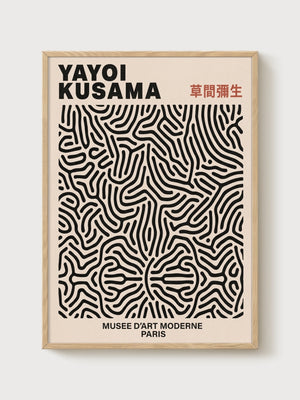 Yayoi Kusama Print poster in oak frame