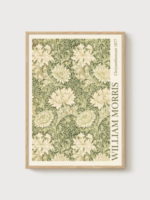 William Morris Chrysanthemum Print poster in oak frame