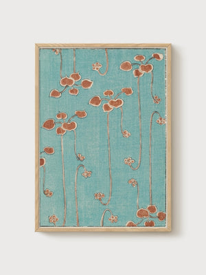 Art Nouveau Clover Print poster in oak frame