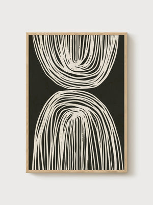 Minimalist Line Art Print poster in oak frame