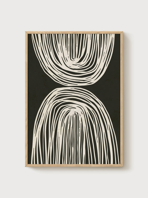 Minimalist Line Art Print poster in oak frame