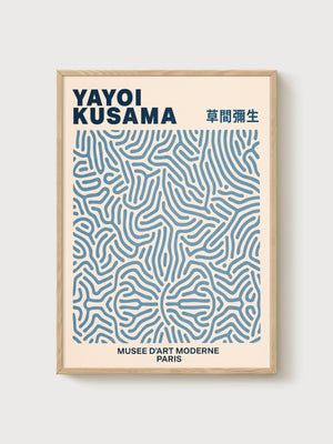 Yayoi Kusama Print poster in oak frame