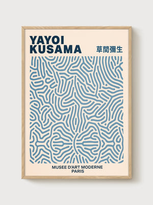 Yayoi Kusama Print poster in oak frame