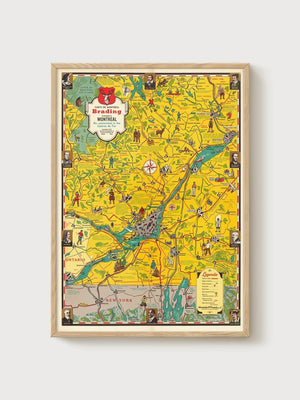 Vintage Montreal Map Poster poster in oak frame