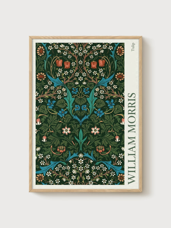 William Morris Tulip Print poster in oak frame