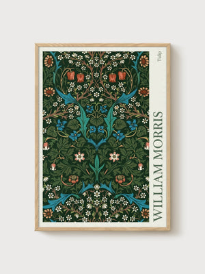 William Morris Tulip Print poster in oak frame