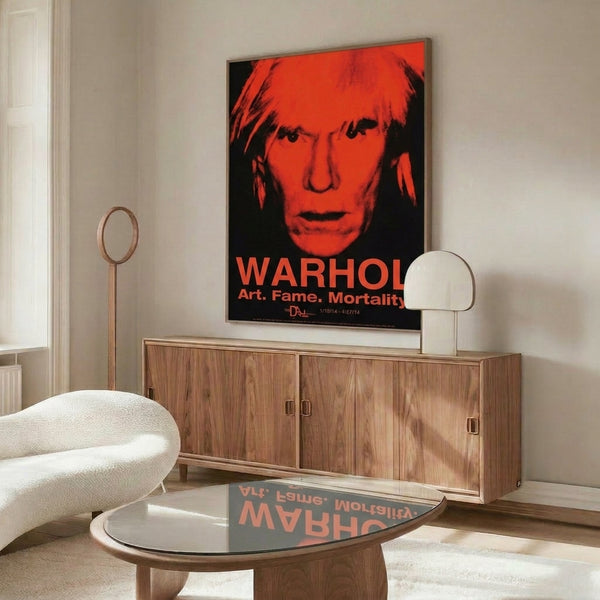 Modern abstract portrait with fragmented features and striking neon palette against deep tones, framed art print reflecting on identity and cultural mythology.