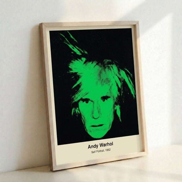 Vibrant pop art framed print showcasing a bold portrait with high-contrast colors and modern graphic treatment, epitomizing 1960s avant-garde aesthetics.