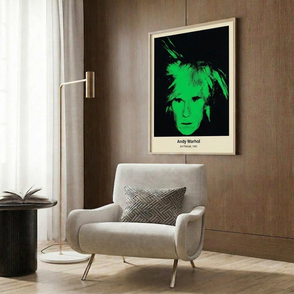 Pop art masterpiece poster displaying a faceless portrait in high-contrast vibrant colors, rendered with bold graphic silkscreen technique for contemporary wall decor.