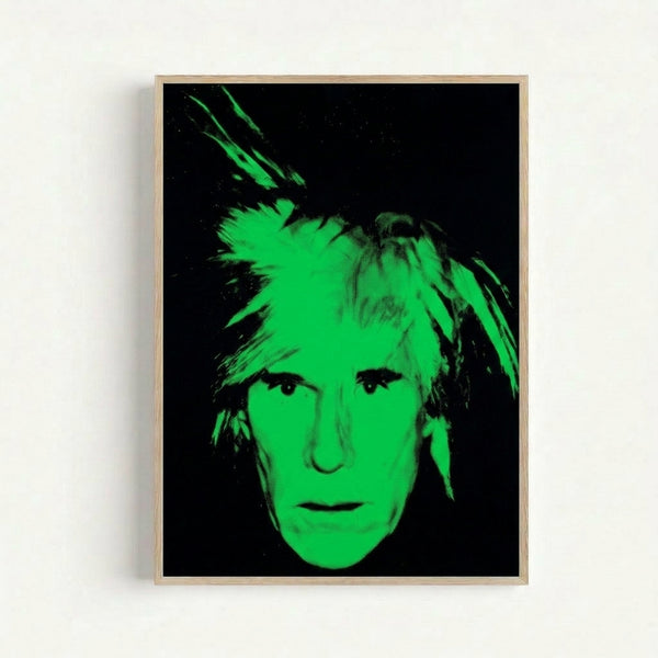Colorful contemporary portrait print featuring simplified facial features and striking neon tones in modern pop art style.