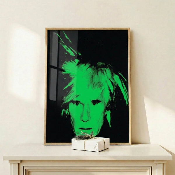 Vibrant portrait artwork on poster with bold color blocking and minimalist facial rendering in trendy pop art tradition.