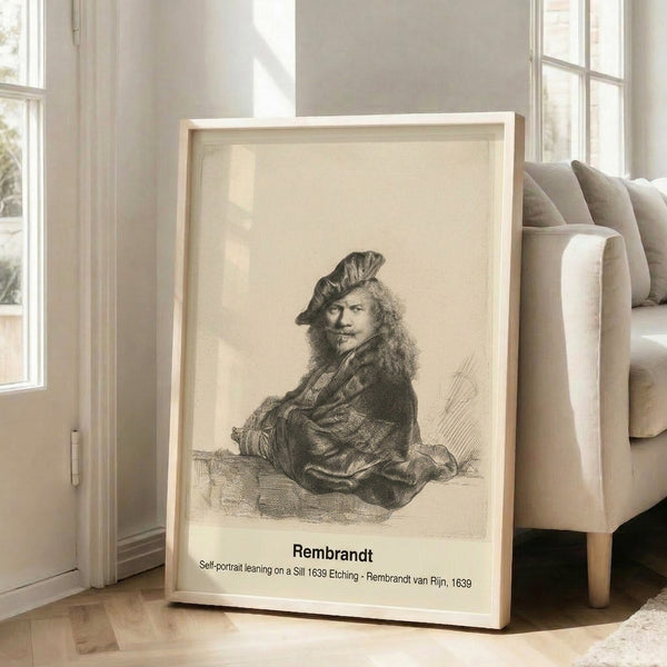 Antique-style framed portrait of a solitary figure in classical dress, rendered in blacks and creams with a contemplative, scholarly atmosphere.