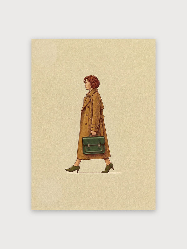 Vintage Fashion Woman With Suitcase - Digital Download
