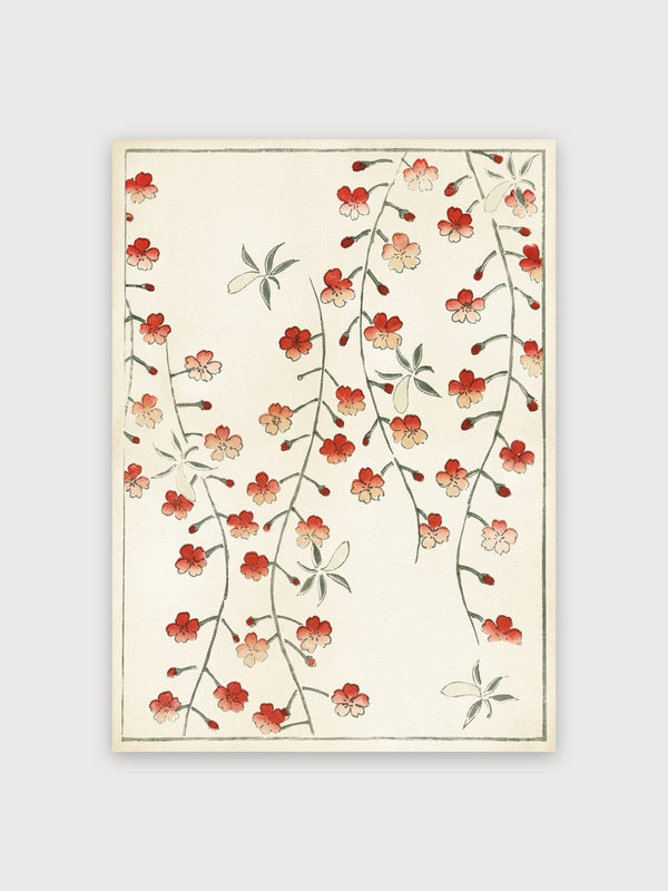 Red Flowering Branches Botanical Study - Digital Download