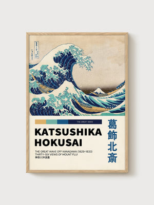 Katsushika Hokusai The Great Wave Print poster in oak frame