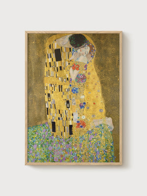 Gustav Klimt The Kiss Print poster in oak frame