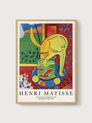 Henri Matisse Cat with Red Fish Poster poster in oak frame