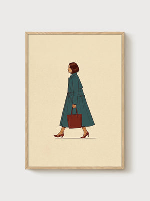 Audrey Hepburn Style Retro Woman Poster poster in oak frame