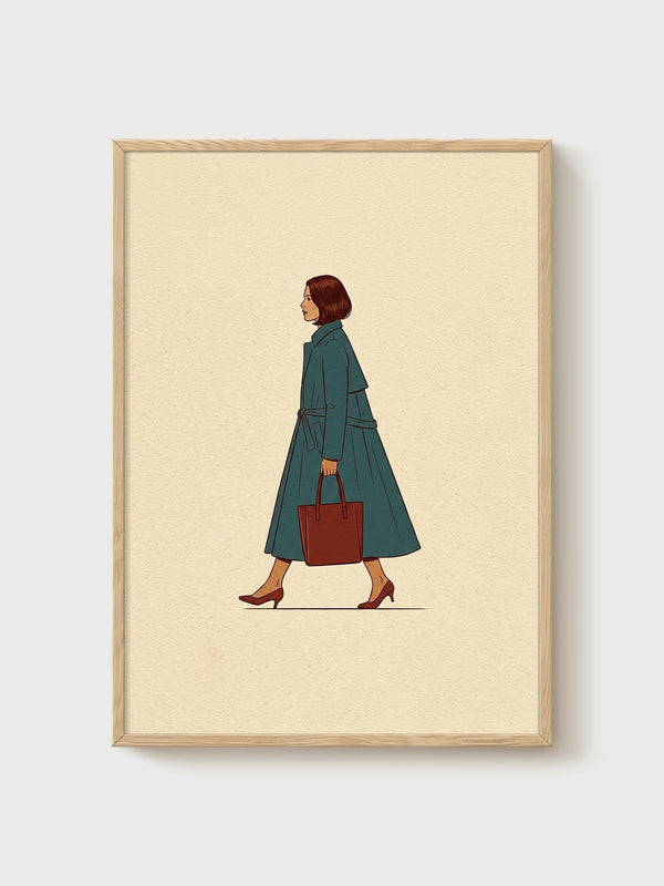 Audrey Hepburn Style Retro Woman Poster poster in oak frame