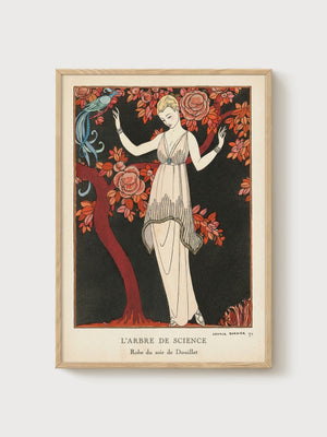 George Barbier Art Nouveau Print poster in oak frame