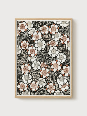 Art Nouveau Flower Print poster in oak frame