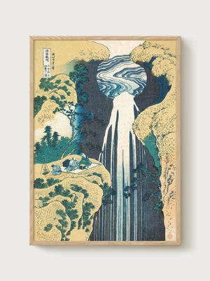 Hokusai Japanese Art Print poster in oak frame