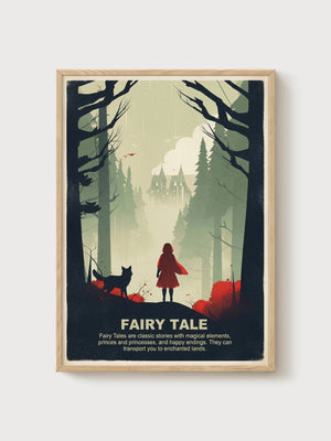 Little Red Riding Hood Fairy Tale Castle Poster poster in oak frame